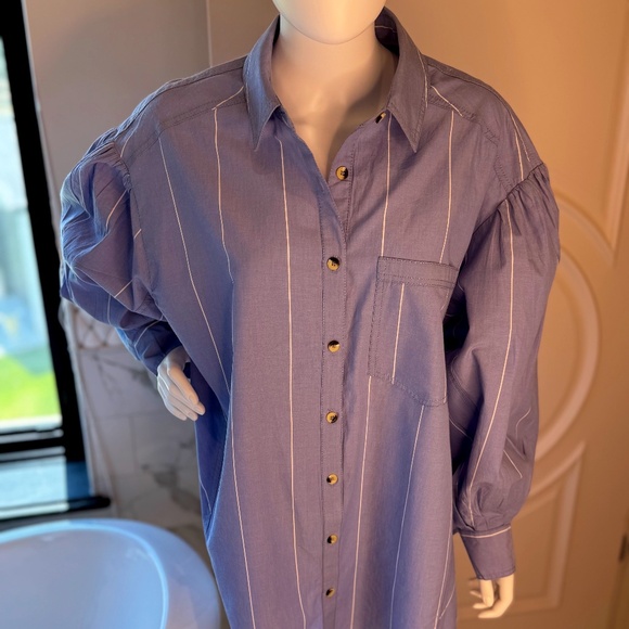 We The Free by Free People, Size M, Blue Pinstripe - Picture 1 of 11